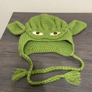 Star Wars Yoda Handmade Kids Crotchet Winter Beanie Hat Laplander EUC